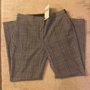 Zara Black and White Plaid Cropped Pants